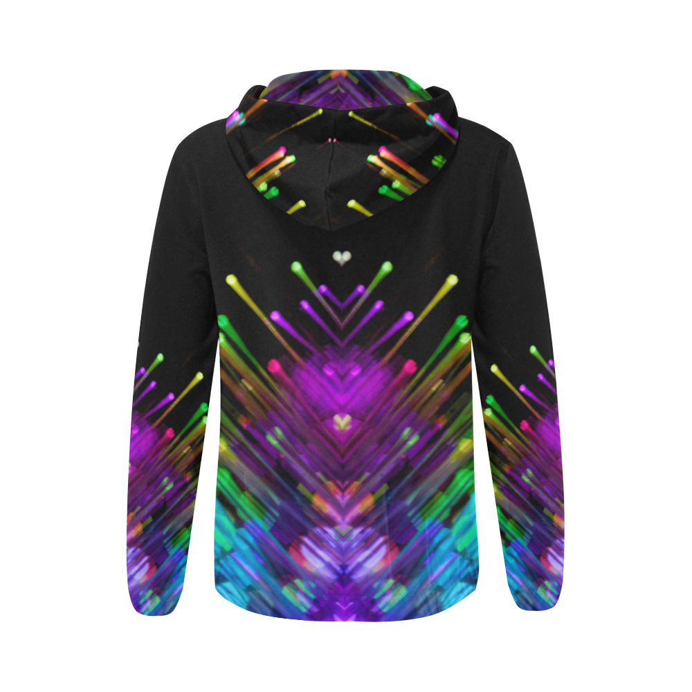 rainbow feather All Over Print Full Zip Hoodie for Women (Model H14)