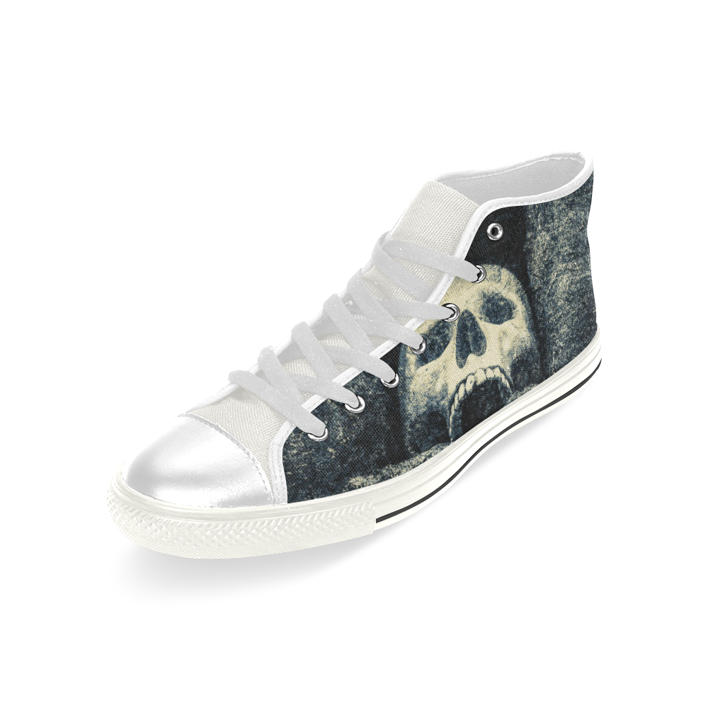 White Human Skull In A Pagan Shrine Halloween Cool Men’s Classic High Top Canvas Shoes (Model 017)