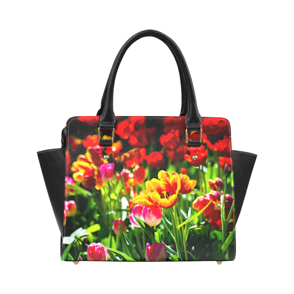 Colorful tulip flowers chic spring floral beauty Classic Shoulder Handbag (Model 1653)