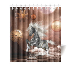 Amazing steampunk horse, silver Shower Curtain 66"x72"