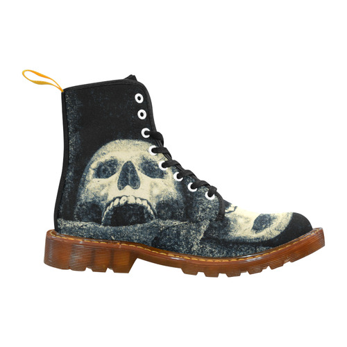 White Human Skull In A Pagan Shrine Halloween Cool Martin Boots For Women Model 1203H