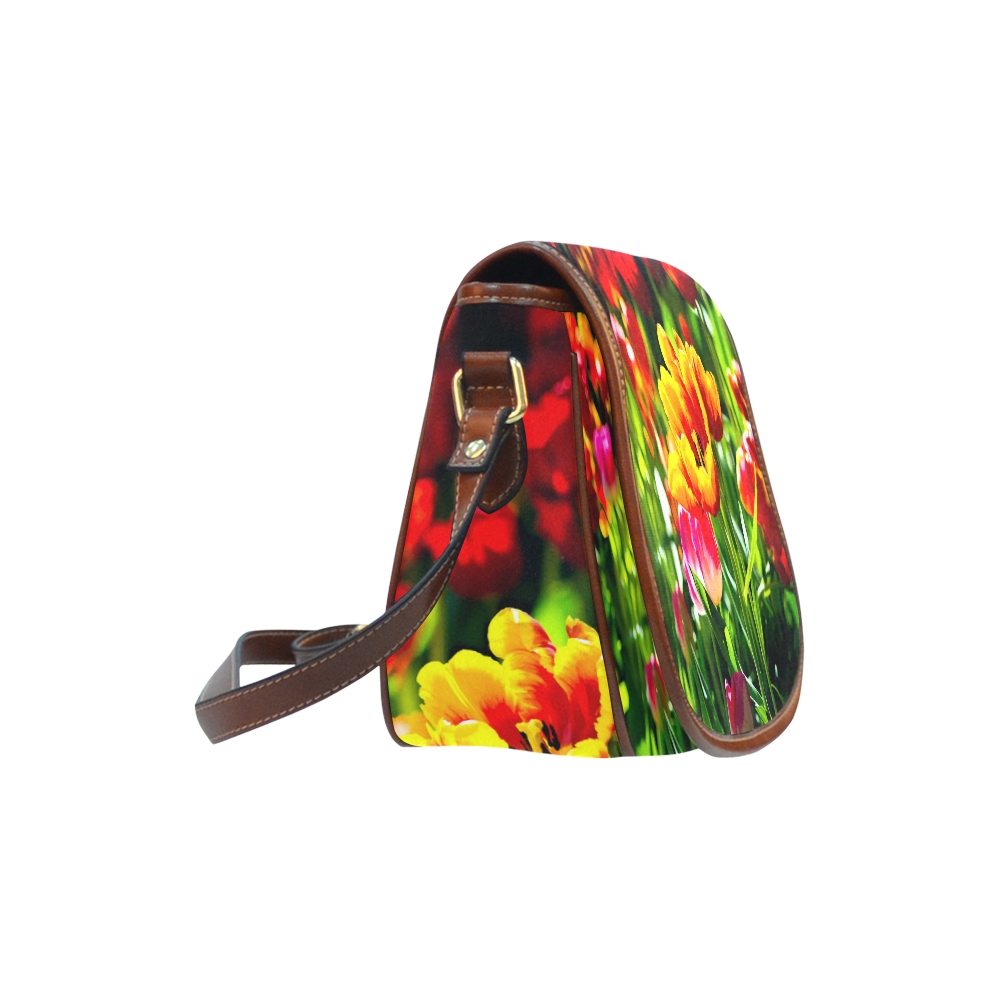 Tulip Flower Colorful Beautiful Spring Floral Saddle Bag/Small (Model 1649) Full Customization