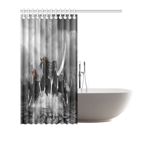 Awesome running black horses Shower Curtain 72"x72"