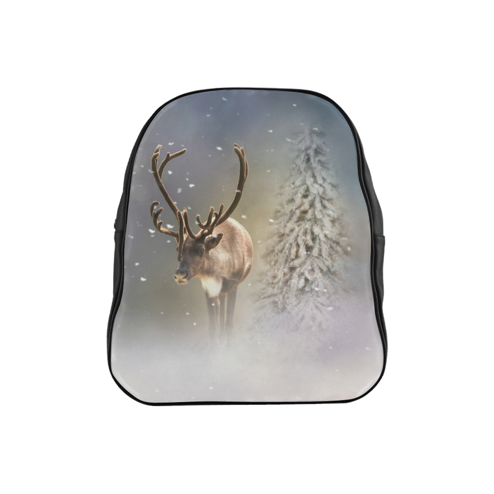 Santa Claus Reindeer in the snow School Backpack (Model 1601)(Small)