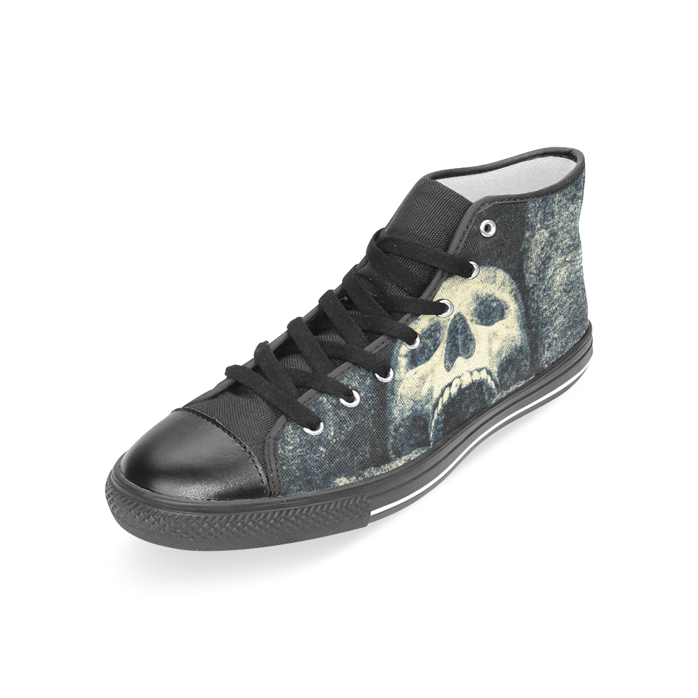 White Human Skull In A Pagan Shrine Halloween Cool Women's Classic High Top Canvas Shoes (Model 017)