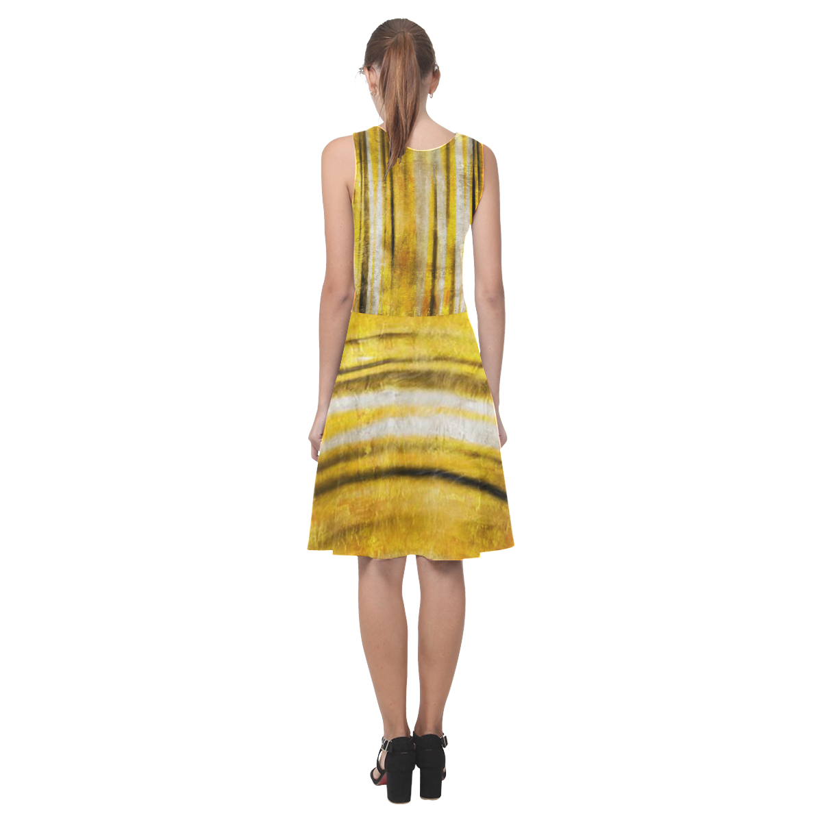 Golden stripes Atalanta Casual Sundress(Model D04)