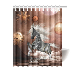 Amazing steampunk horse, silver Shower Curtain 60"x72"