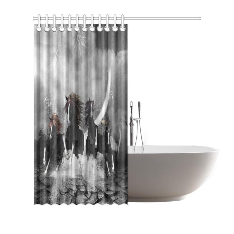Awesome running black horses Shower Curtain 66"x72"