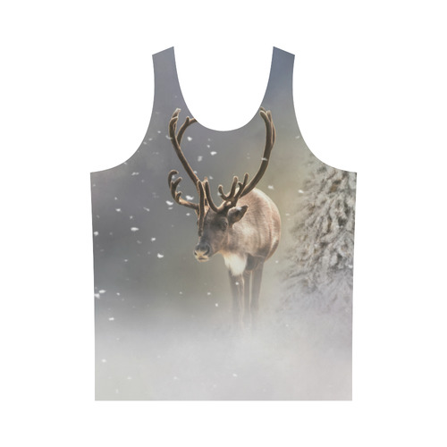 Santa Claus Reindeer in the snow All Over Print Tank Top for Men (Model T43)
