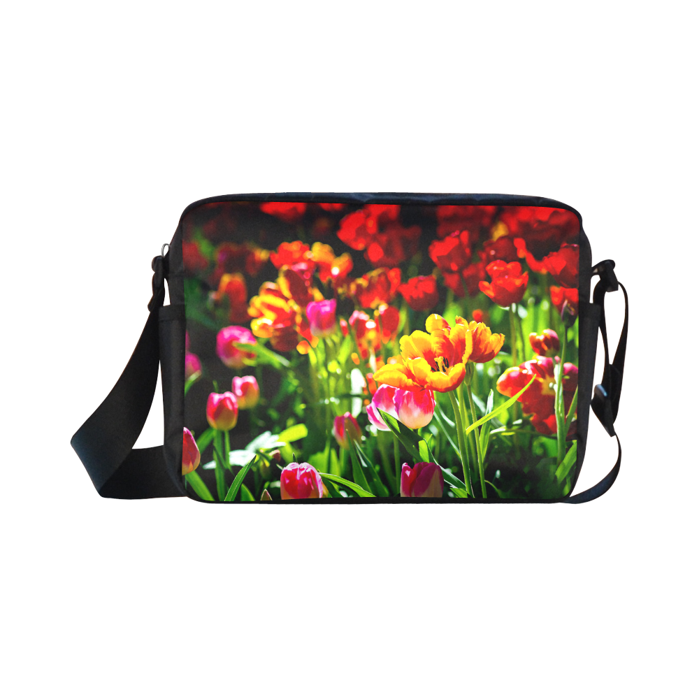 Colorful tulip flowers chic spring floral beauty Classic Cross-body Nylon Bags (Model 1632)