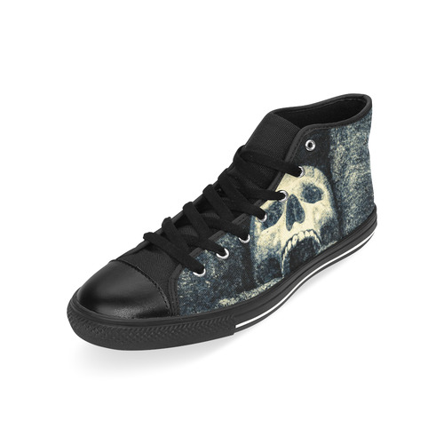 White Human Skull In A Pagan Shrine Halloween Cool Men’s Classic High Top Canvas Shoes /Large Size (Model 017)
