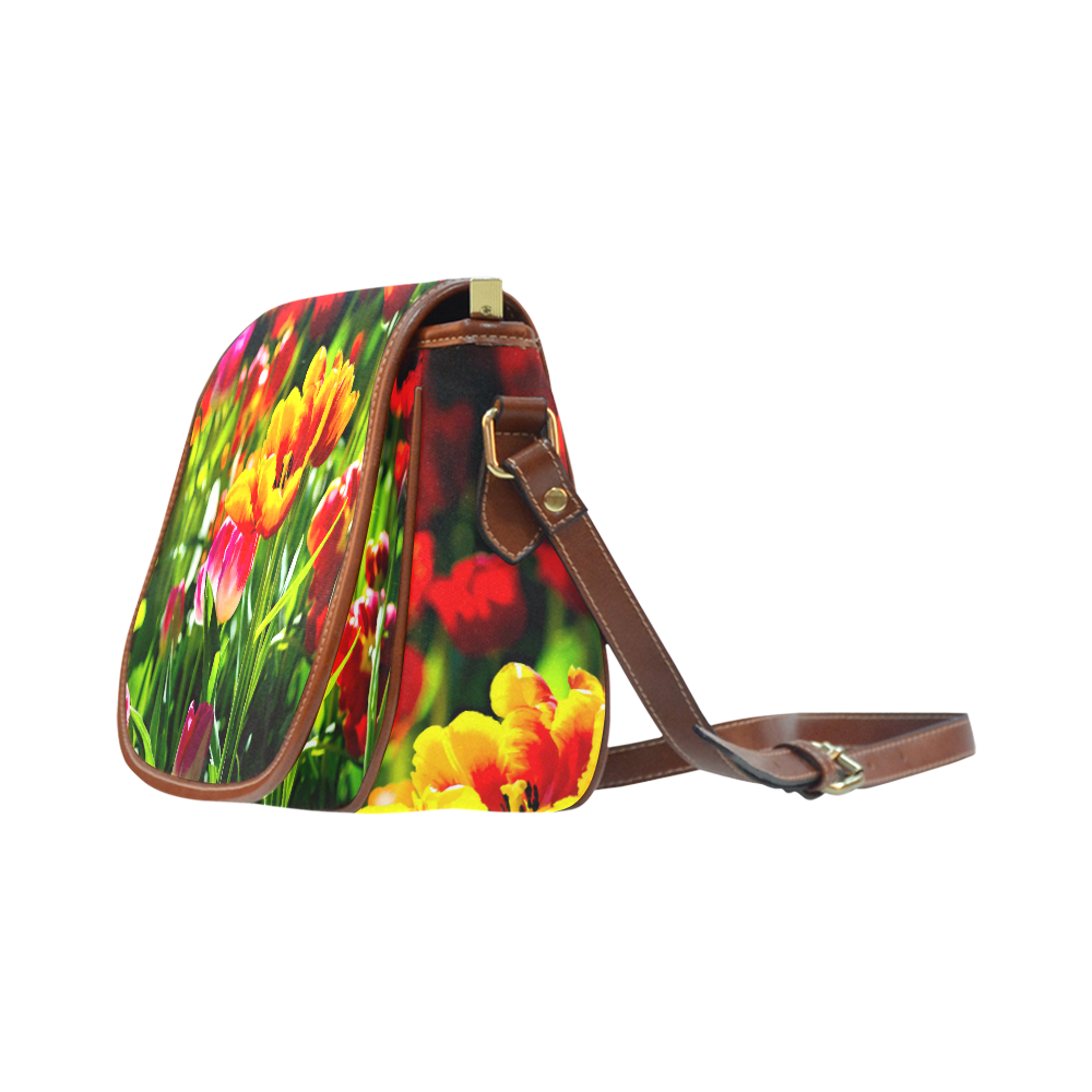 Tulip Flower Colorful Beautiful Spring Floral Saddle Bag/Large (Model 1649)