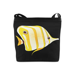 Yellow Stripes Long Nose Butterfly Fish Crossbody Bags (Model 1613)