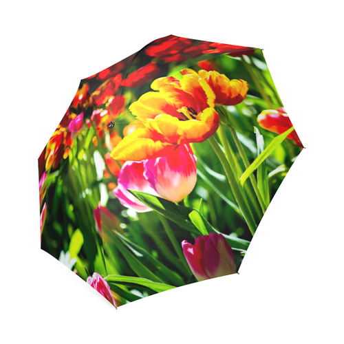 Colorful tulip flowers chic spring floral beauty Foldable Umbrella (Model U01)