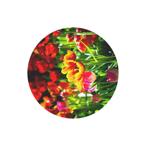 Tulip Flower Colorful Beautiful Spring Floral Round Mousepad