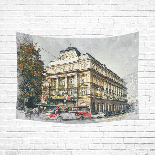 Cracow Krakow city art Cotton Linen Wall Tapestry 80"x 60"
