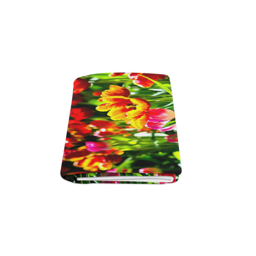 Colorful tulip flowers chic spring floral beauty Blanket 50"x60"