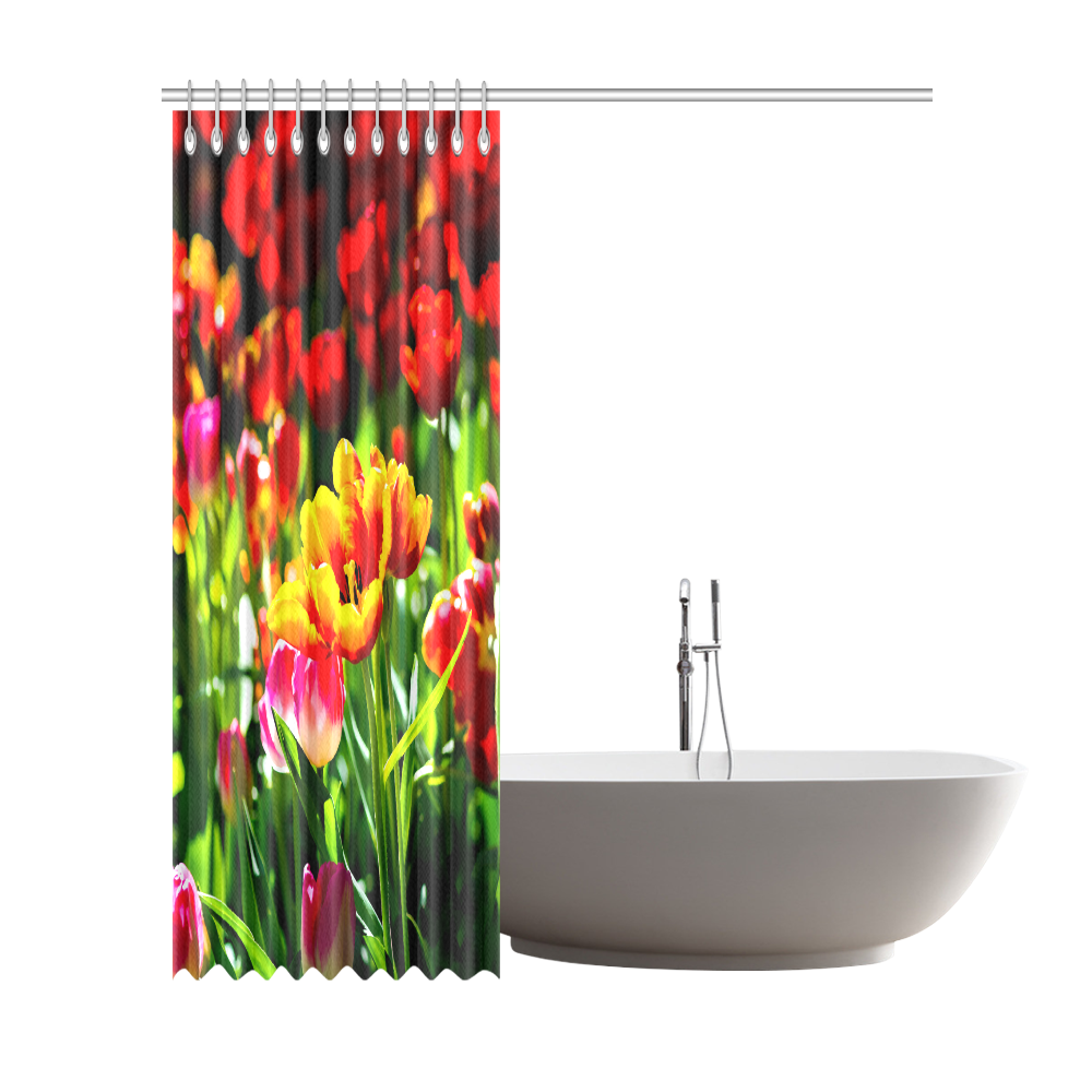 Tulip Flower Colorful Beautiful Spring Floral Shower Curtain 72"x84"