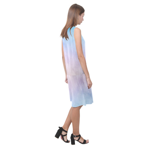 Lovely Aquarell Moves Sleeveless Splicing Shift Dress(Model D17)