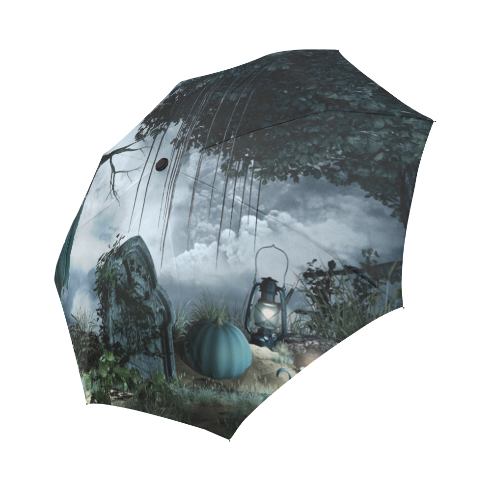 家居Halloween scenery with tombstones,candles Auto-Foldable Umbrella (Model U04)
