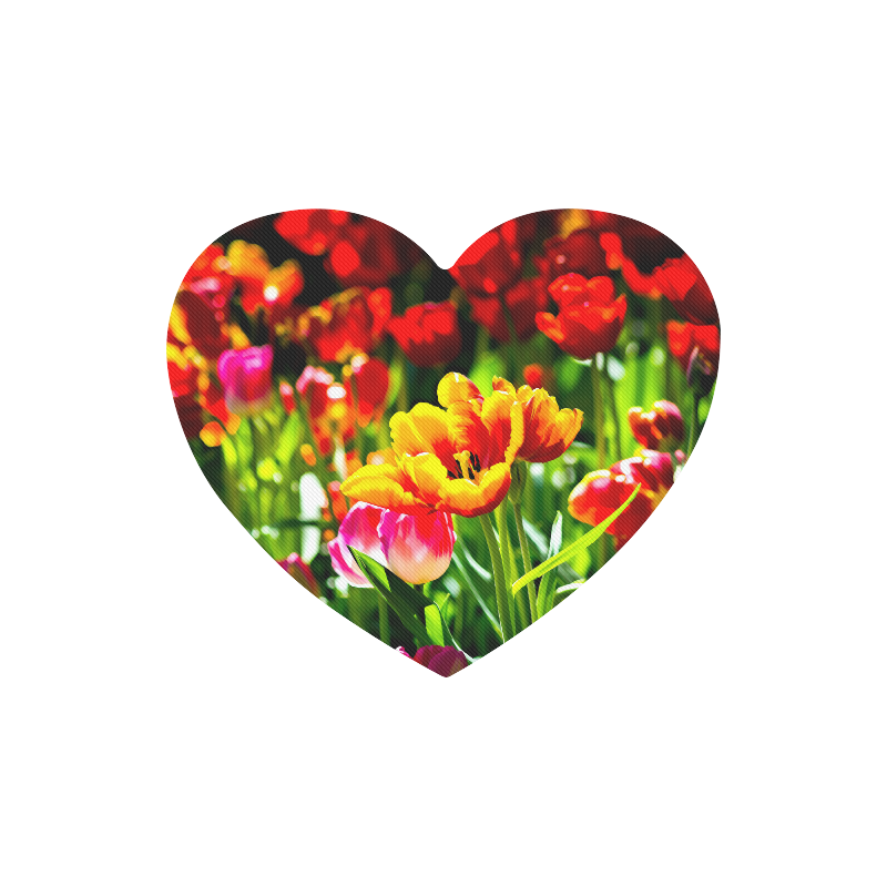 Tulip Flower Colorful Beautiful Spring Floral Heart-shaped Mousepad