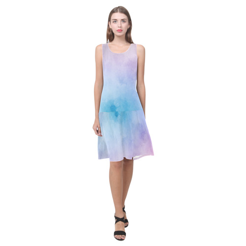 Lovely Aquarell Moves Sleeveless Splicing Shift Dress(Model D17)