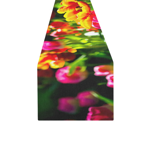 Colorful tulip flowers chic spring floral beauty Table Runner 16x72 inch