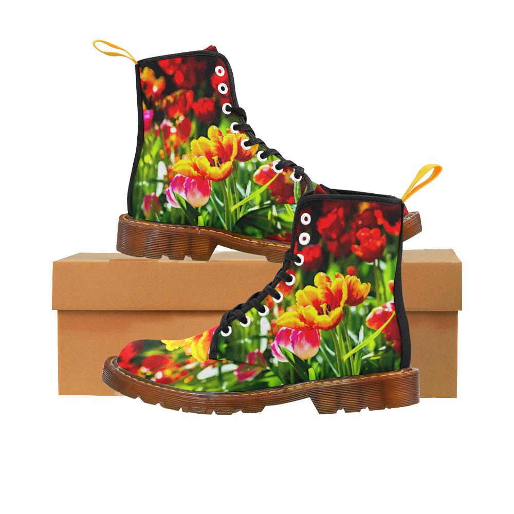 Tulip Flower Colorful Beautiful Spring Floral Martin Boots For Women Model 1203H