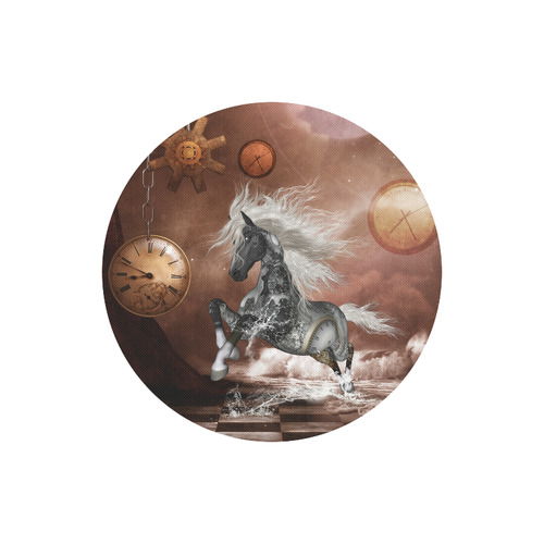 Amazing steampunk horse, silver Round Mousepad