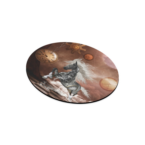 Amazing steampunk horse, silver Round Mousepad