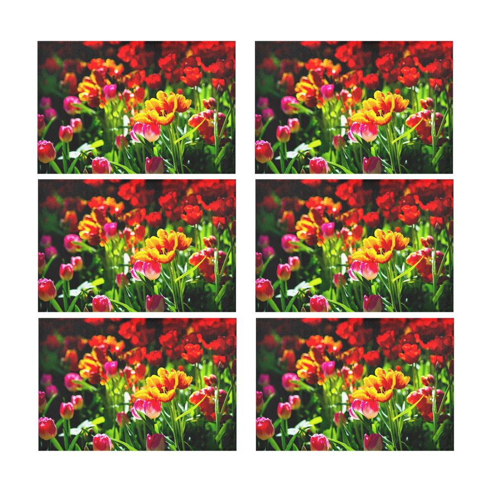 Colorful tulip flowers chic spring floral beauty Placemat 12’’ x 18’’ (Set of 6)