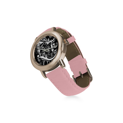 Zodiac - Gemini Women's Rose Gold Leather Strap Watch(Model 201)