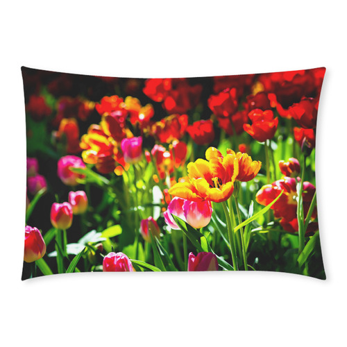 Colorful tulip flowers chic spring floral beauty Custom Rectangle Pillow Case 20x30 (One Side)