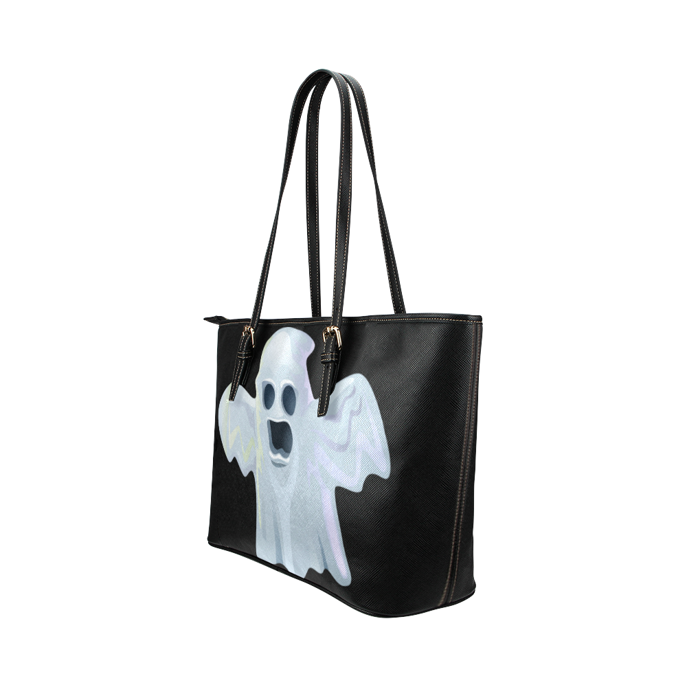Scary White Sheet Halloween Ghost Costume Leather Tote Bag/Large (Model 1651)