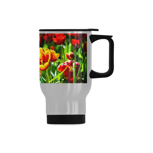 Colorful tulip flowers chic spring floral beauty Travel Mug (Silver) (14 Oz)