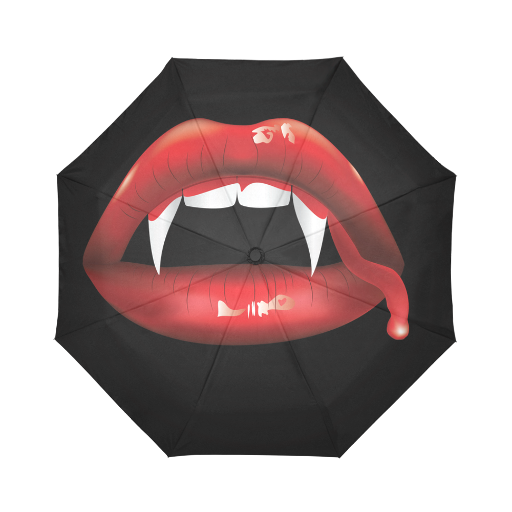 家居Red lips, white fangs with blood Auto-Foldable Umbrella (Model U04)