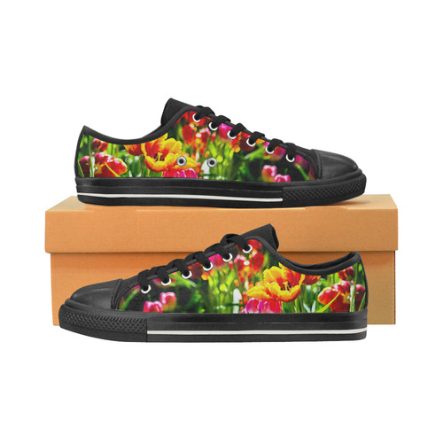 Colorful tulip flowers chic spring floral beauty Low Top Canvas Shoes for Kid (Model 018)