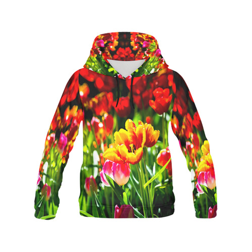 Colorful tulip flowers chic spring floral beauty All Over Print Hoodie for Women (USA Size) (Model H13)