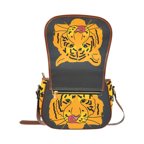 Funny Clever Cunning Wild Tiger Cat Animal Cute Saddle Bag/Large (Model 1649)