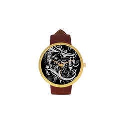 Zodiac - Gemini Women's Golden Leather Strap Watch(Model 212)