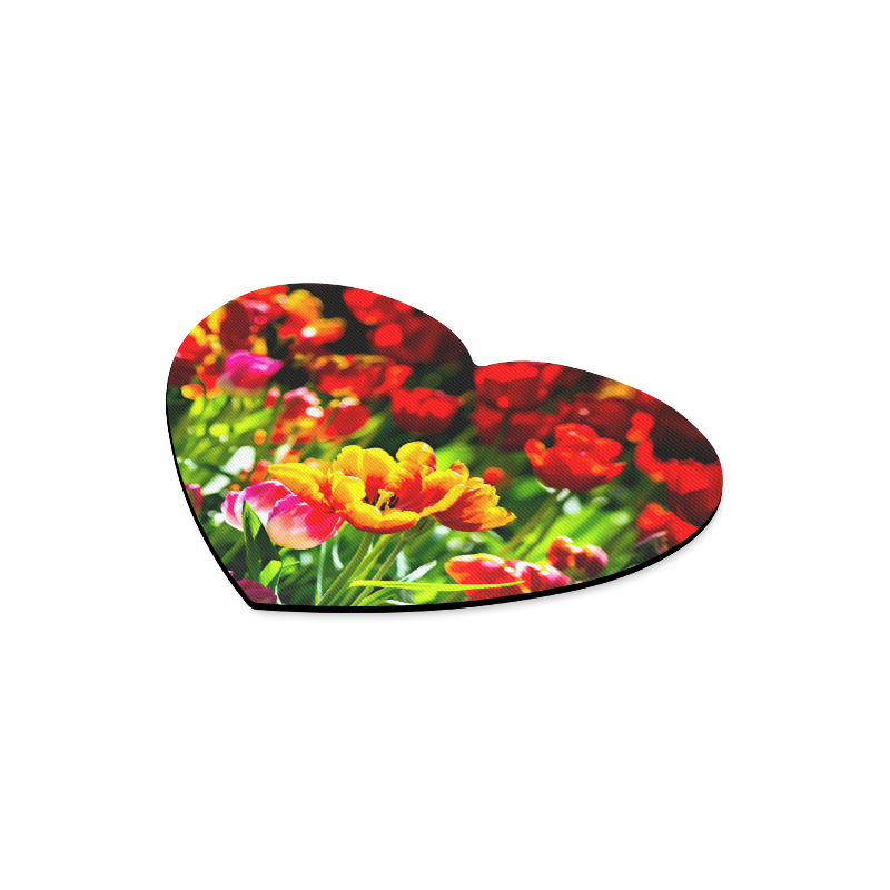Tulip Flower Colorful Beautiful Spring Floral Heart-shaped Mousepad