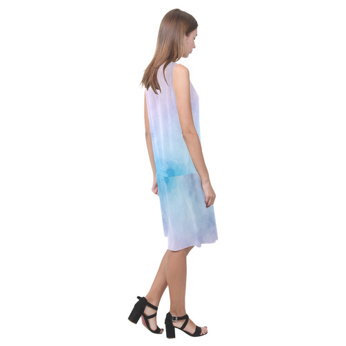Lovely Aquarell Moves Sleeveless Splicing Shift Dress(Model D17)