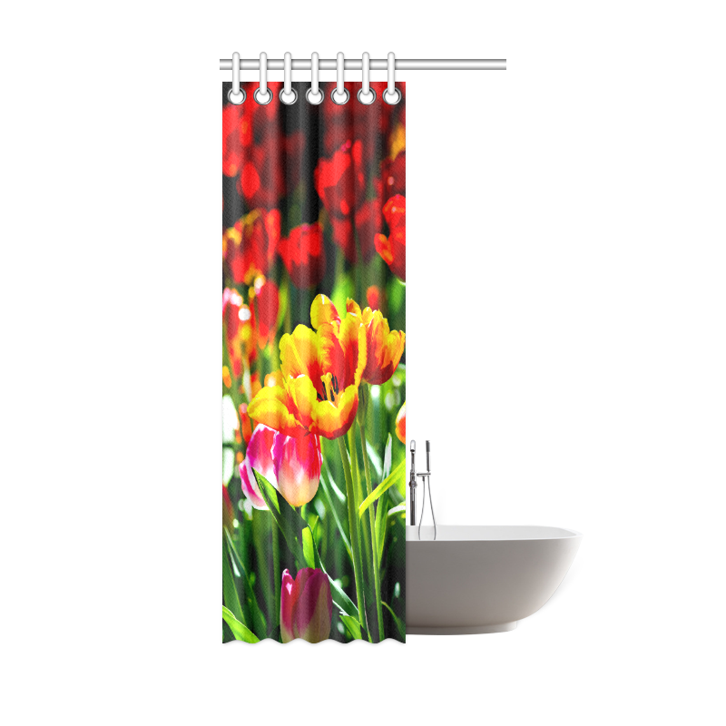 Tulip Flower Colorful Beautiful Spring Floral Shower Curtain 36"x72"