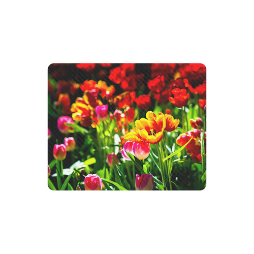 Colorful tulip flowers chic spring floral beauty Rectangle Mousepad