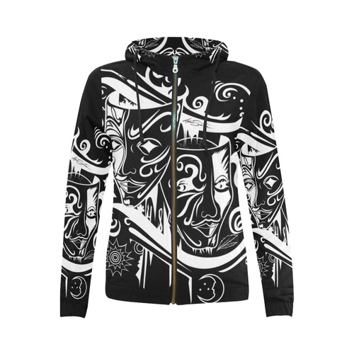 Zodiac - Gemini All Over Print Full Zip Hoodie for Women (Model H14)