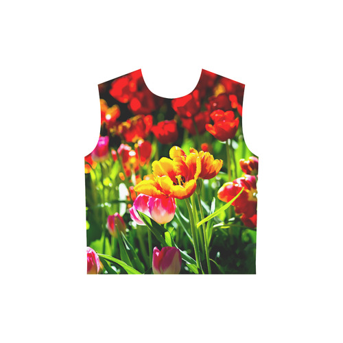 Tulip Flower Colorful Beautiful Spring Floral All Over Print Sleeveless Hoodie for Women (Model H15)