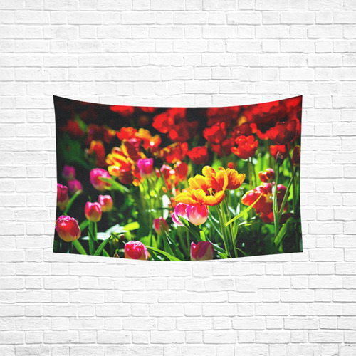 Colorful tulip flowers chic spring floral beauty Cotton Linen Wall Tapestry 60"x 40"