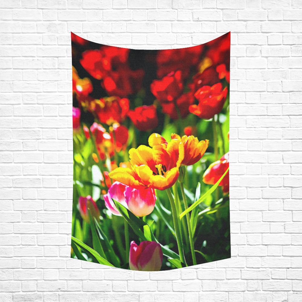 Tulip Flower Colorful Beautiful Spring Floral Cotton Linen Wall Tapestry 60"x 90"