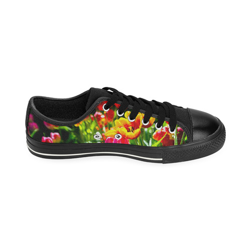 Colorful tulip flowers chic spring floral beauty Canvas Women's Shoes/Large Size (Model 018)