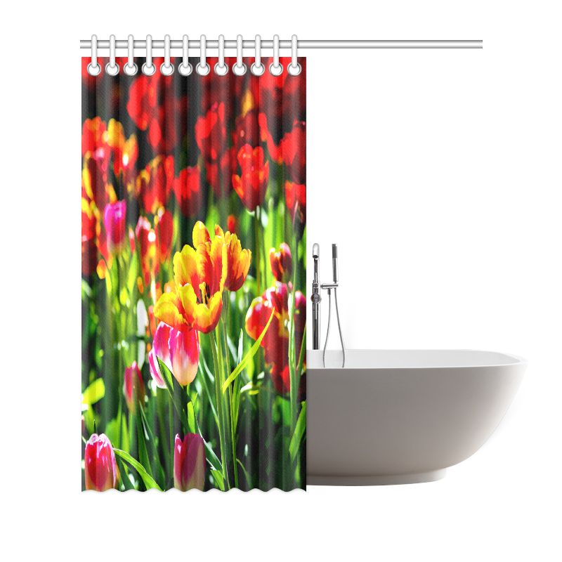 Tulip Flower Colorful Beautiful Spring Floral Shower Curtain 72"x72"
